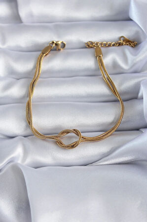 Tegan 316L Çelik Gold Renk Düğüm Model Kadın Bileklik TG27BB5584