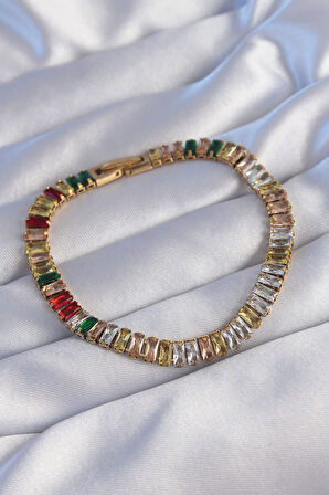 Tegan 316L Çelik Gold Renk Renkli Su Yolu Tasarımlı Bileklik TG27BB6103