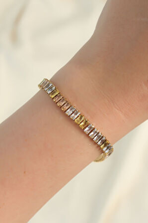 Tegan 316L Çelik Gold Renk Renkli Su Yolu Tasarımlı Bileklik TG27BB6103