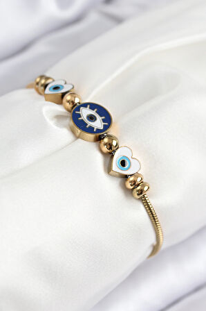 Tegan 316L Çelik Göz Charm Model Gold Renk Kadın Bileklik TG27BB7844