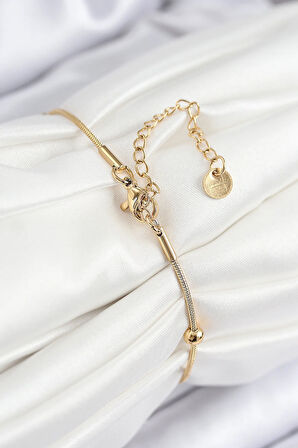 Tegan 316L Çelik Topcuk Model Gold Renk Kadın Bileklik TG27BB7845