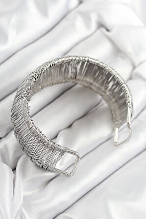 Tegan Pirinç Tel Sarma Model Gümüş Renk Kadın Bileklilk TG27BB7896