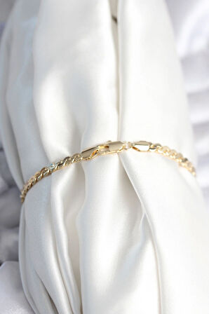 Tegan Pirinç Gold Renk Yassı Zincir Model Kadın Bileklik TG27BB7960