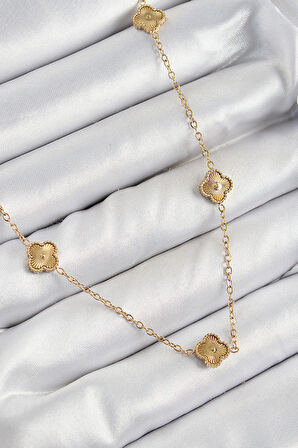 Tegan 316L Çelik Yonca Model Gold Renk Kadın Kolye TG27BKO10378