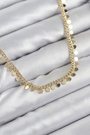 Tegan Pirinç Sıralı Pul Zincir Model Gold Renk Kadın Kolye TG27BKO10489