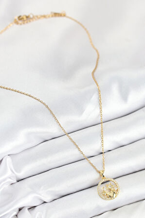 Tegan 316L Çelik Zirkon Taşlı Yıldız Ve Kalp Model Gold Renk Kadın Kolye TG27BKO10522
