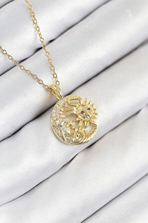 Tegan 316L Çelik Zirkon Taşlı Ay Ve Güneş Model Gold Renk Kadın Kolye TG27BKO10539