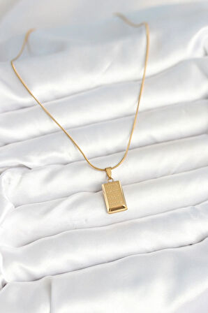 Tegan 316L Çelik Gold Renk Külçe Altın Model Kolye TG27BKO10604