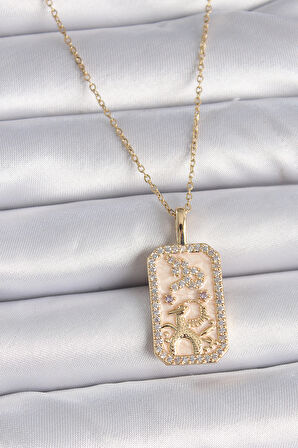 Tegan 316L Çelik Gold Renk Zincir Oğlak Burcu Zirkon Taşlı Kadın Kolye TG27BKO9459