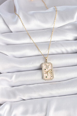 Tegan 316L Çelik Gold Renk Zincir Boğa Burcu Zirkon Taşlı Kadın Kolye TG27BKO9466