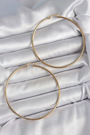 Tegan 316 Çelik Gold Renk 63 mm Halka Model Kadın Küpe TG27BKP10512