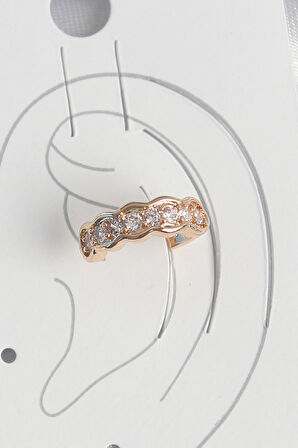 Tegan Pirinç Gold Renk Zirkon Taşlı Kadın Kıkırdak Küpe TG27BKP10577