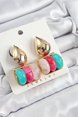 Tegan Pirinç Karışık Renk Vintage Model Kadın Küpe TG27BKP10865