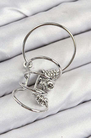 Tegan Pirinç Halkalı Model Gümüş Renk Kıkırdak Küpe TG27BKP11059