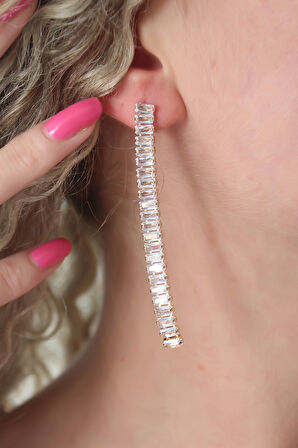 Tegan Gold Renk Zirkon Taşlı Kadın Küpe TG27BKP7161