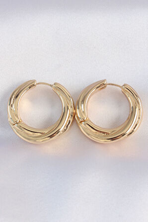 Tegan Pirinç Gold Renk Asimetrik Kıvrım Küpe TG27BKP8974