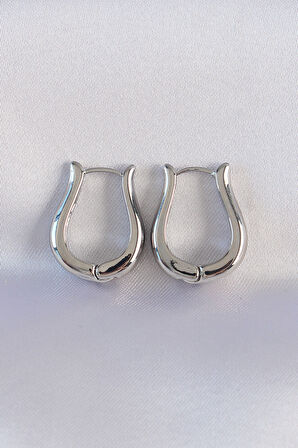 Tegan Pirinç Gümüş Renk İçi Boş Gül Küpe TG27BKP8977