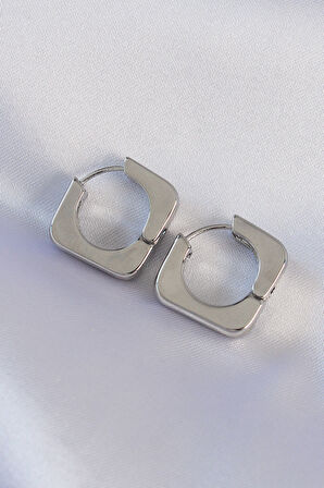 Tegan Pirinç Gümüş Renk Kare Küpe TG27BKP8987