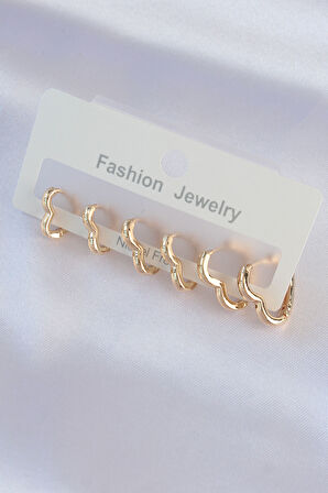 Tegan Pirinç Gold Renk Kalp Model Küpe Seti TG27BKP8992