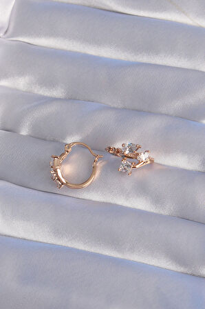 Tegan XUPİNG Rose Renk Zirkon Taşlı Halka Küpe TG27BKP9358