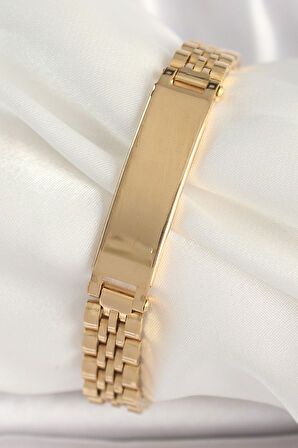 Tegan 316L Çelik Gold Renk Zincir Künye Model Erkek Bileklik TG27EB3719