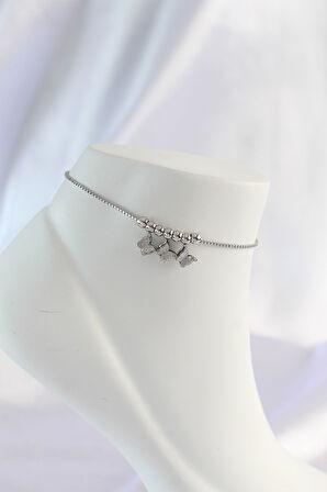 Tegan 316L Çelik Gümüş Renk Minimal Kelebek Tasarımlı Halhal TG27HH1570