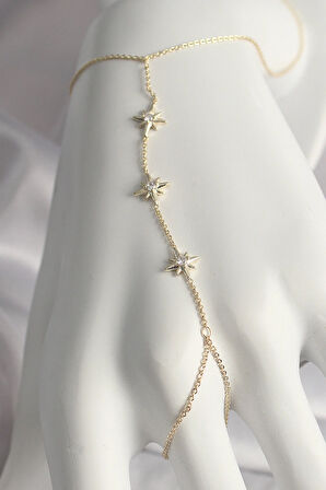 Tegan Pirinç Gold Renk Zirkon Taşl Yıldız Model Kadın Şahmeran TG27SN600