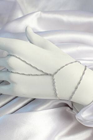 Tegan Pirinç Gümüş Renk Esnek Burgu Zincirli Şahmeran TG27SN645