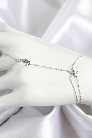 Tegan Pirinç Zirkon Taşlı Deniz Atı Ve Yıldız Model Gümüş Renk Şahmeran TG27SN712