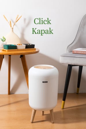 Click Kapak Beyaz 10 Lt Yuvarlak Yüksek İthal Ayaklı Çöp Kovası