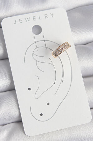 Pirinç Gold Renk Zirkon Taşlı Kadın Kıkırdak Küpe - TJ-BKP10577