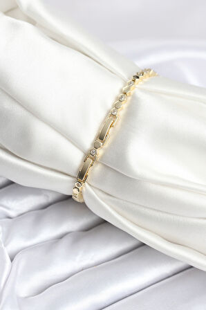 Pirinç Gold Renk İnce Petek Model Kadın Bileklik - TJ-BB8025