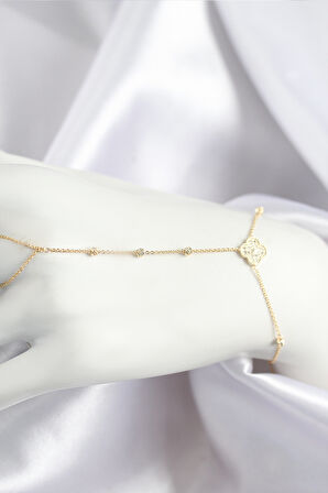 Pirinç Zirkon Taşlı Yonca Model Gold Renk Şahmeran - TJ-SN719