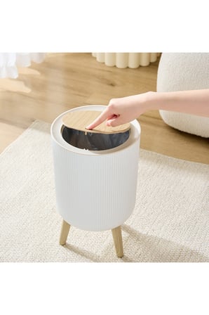 Beyaz Click Kapaklı Ayaklı Çöp Kovası 12 Litre Yuvarlak Sert Plastik.