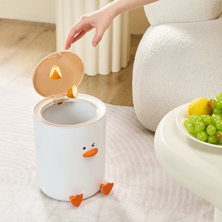 Sevimli Mini Çöp Kutusu Kapaklı Masaüstü Çöp Kovası 19,5 x 24 cm Dekoratif Küçük Çöp Kutusu Ev Ofis Çocuk Odası Makyaj Masası İçin