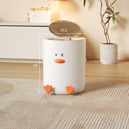 Sevimli Mini Çöp Kutusu Kapaklı Masaüstü Çöp Kovası 19,5 x 24 cm Dekoratif Küçük Çöp Kutusu Ev Ofis Çocuk Odası Makyaj Masası İçin