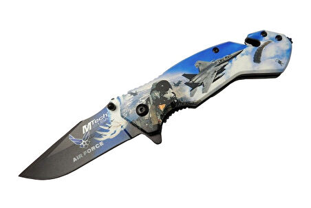 4 23 4 Air Force Kurtarma / Kamp Çakı 20cm - Yarı Otomatik, Cam Kırma Ve İp Kesme Aparatlı