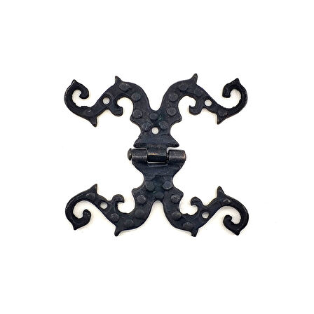 Antika Tarz Dekoratif Pirinç Süslü Menteşe - 100x90 mm, Oksit