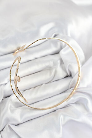 Pirinç Yılan Model Gold Renk Kadın Pazu Bileklik - TJ-BB7524