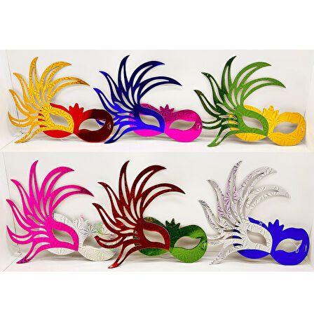Rengarenk Kağıt Malzemeden İmal Parti Balo Maskesi 6 Adet