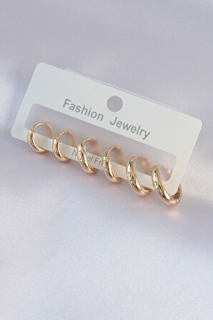 Pirinç Gold Renk Oval Küpe Seti - TJ-BKP9002