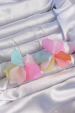 Pirinç Karışık Renkli Flora Küpe - TJ-BKP9267