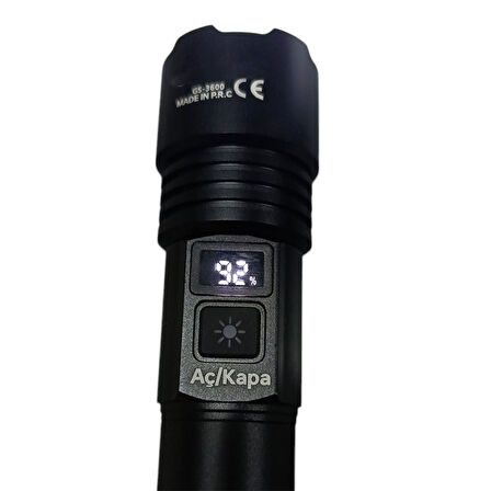 1300 Lümen TG Led 2800 mAH Zoom Özellikli Şarj Edilebilir El Feneri SK3600