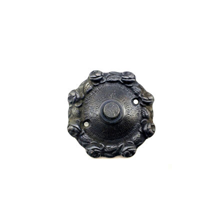 Antika Tarz Dekoratif Pirinç Güllü Kapı Zili - 75mm, Oksit