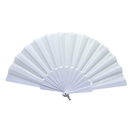 Plastik Düz Kumaş Yelpaze 12 li Beyaz