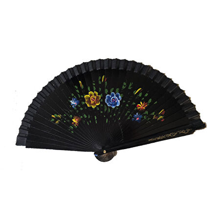 Bambu Çift Taraflı Siyah Yelpaze 12 li Paket