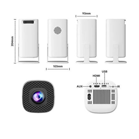 Max Mini Beyaz Taşınabilir Retro Video Konsolu Android Akıllı Projektör Projeksiyon P30