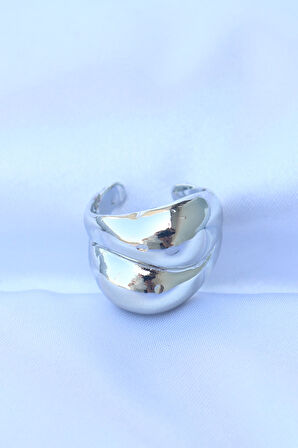 Pirinç Gümüş Renk Ayarlanabilir Damla Yüzük - TJ-BYK3173