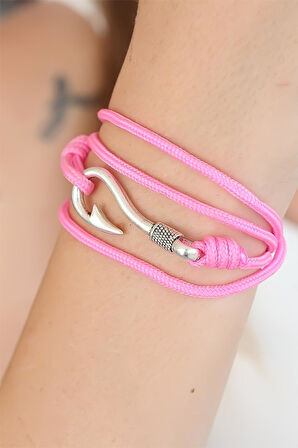 Pembe Renk Gümüş Metal Kancalı Bayan Çoklu Bileklik - TJ-BB2371-KS