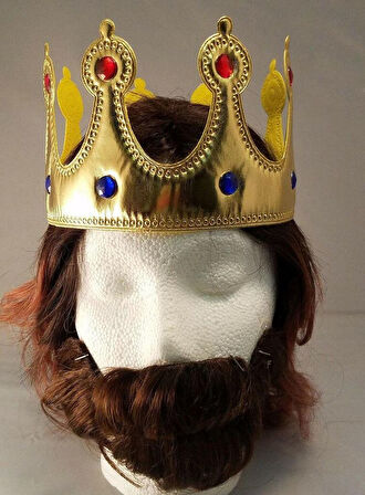 Altın Renk Kumaş Malzemeden İmal Çocuk Kral Tacı 57 cm